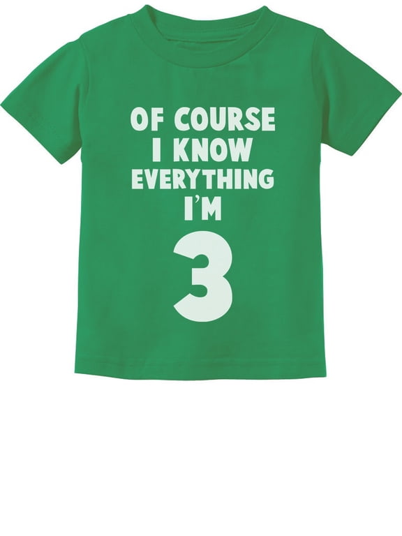 3rd Birthday Tstars Toddler's T-Shirt - "I Know Everything I'm 3" Funny Quote - Ideal Birthday Gift for 3-Year-Old Boys - Comical Party Wear - 100% Cotton Comfort - Unique Kids' Graphic Tee