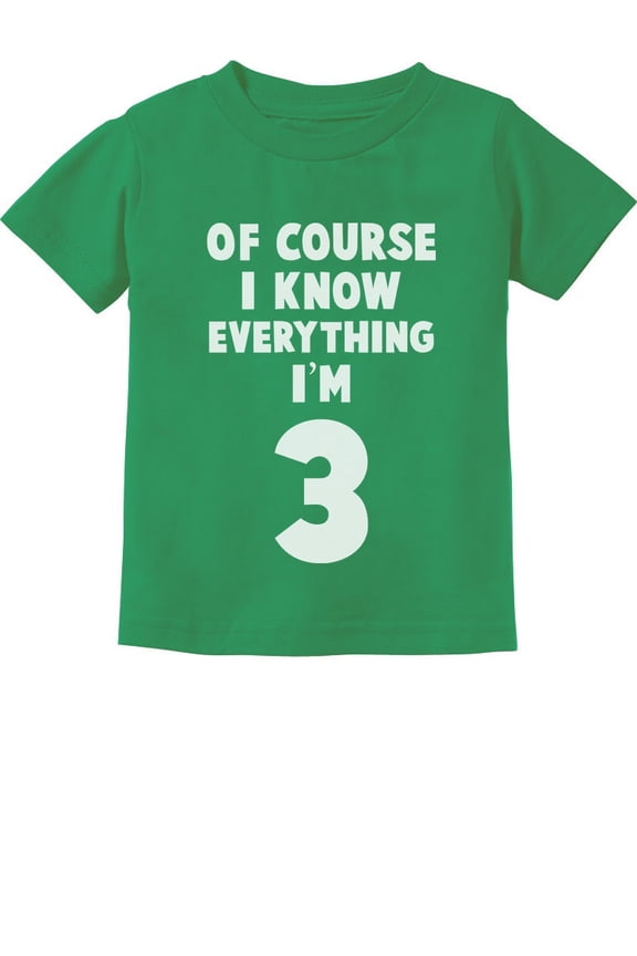 3rd Birthday Tstars Toddler's T-Shirt - "I Know Everything I'm 3" Funny Quote - Ideal Birthday Gift for 3-Year-Old Boys - Comical Party Wear - 100% Cotton Comfort - Unique Kids' Graphic Tee