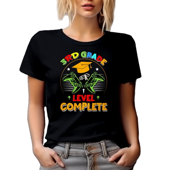 3rd Grade Level Complete - School Student Graduation, Black T-Shirt, Small