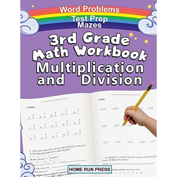 Pre-Owned 3rd Grade Math Workbook Multiplication and Division: Grade 3, Grade 4, Test Prep, Word Problems Paperback