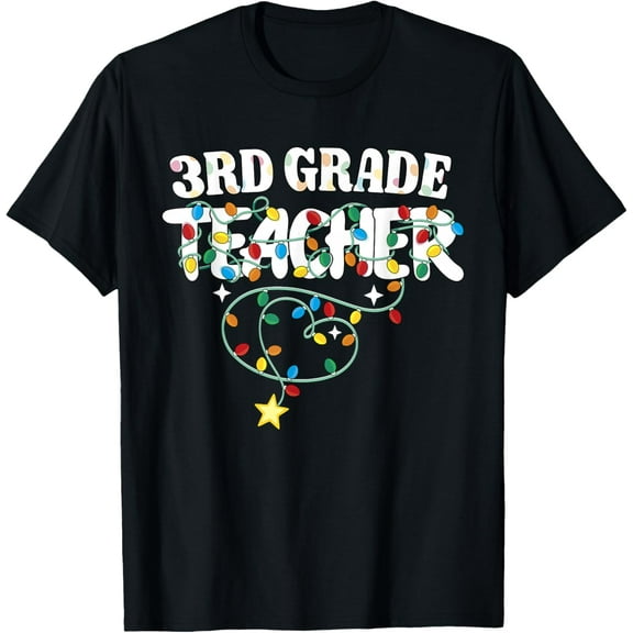 3rd Grade Teacher Christmas Lights Third Grade Teacher Squad T-Shirt Shirts