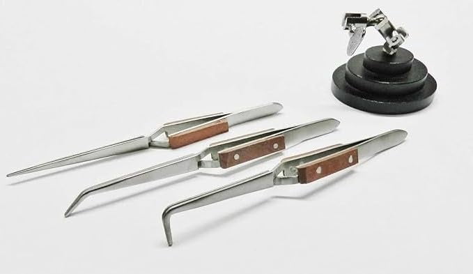 Cross Locking Fiber-Grip Soldering Tweezers - Medium Point