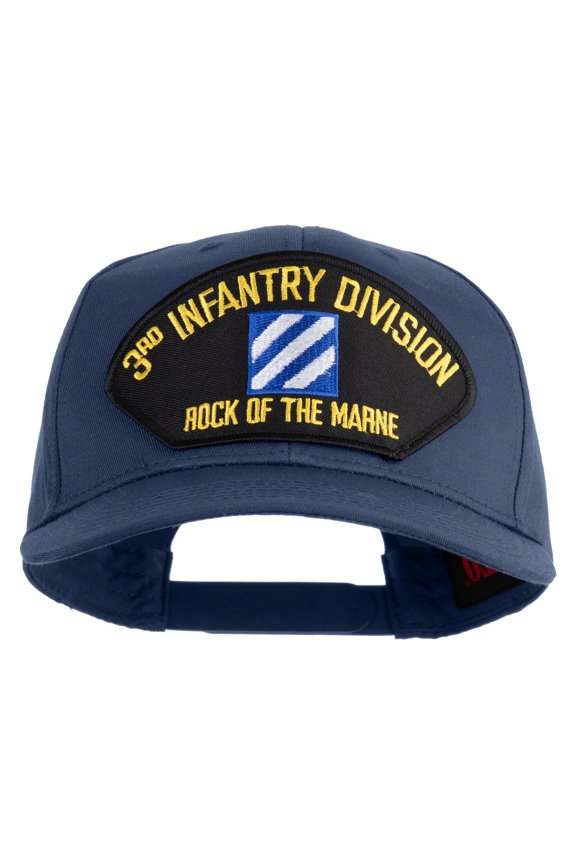 3rd Infantry Division Rock of the Marne Patched Solid Cotton Twill Pro Style Cap - Navy OSFM