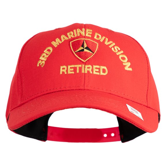 3rd Marine Division Retired Embroidered 6 Panel Structured Cotton Twill Cap Made in USA - Red OSFM