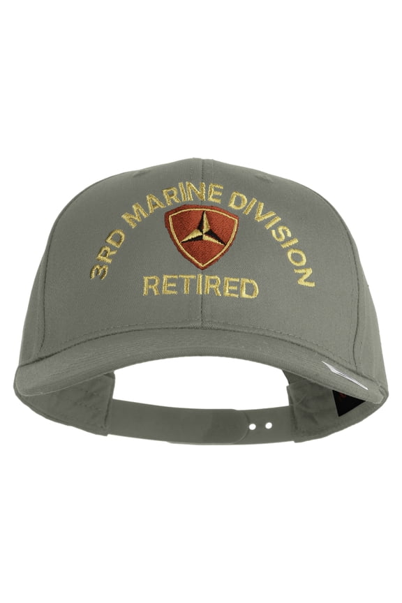 3rd Marine Division Retired Embroidered Solid Cotton Twill Pro Style Cap - Grey OSFM