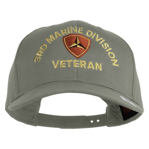 3rd Marine Division Veteren Embroidered Solid Cotton Twill Pro Style Cap - Grey OSFM