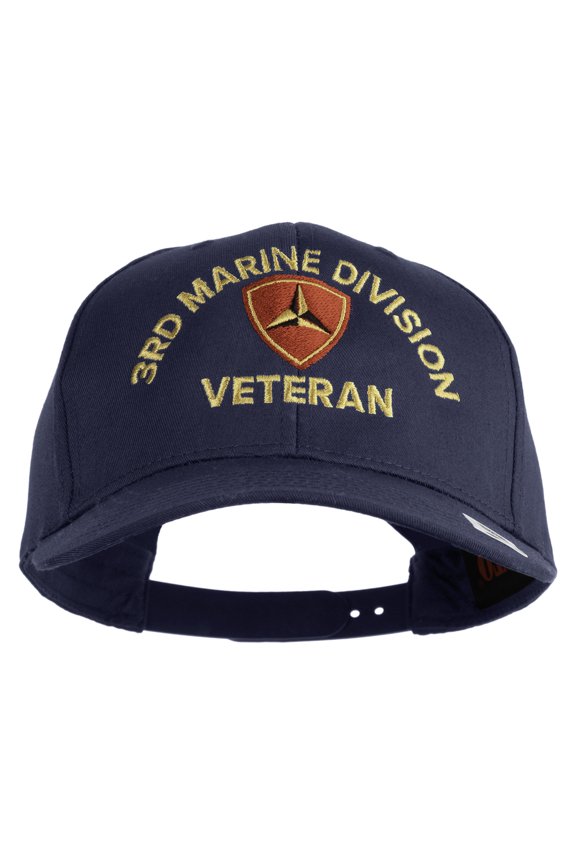 3rd Marine Division Veteren Embroidered Solid Cotton Twill Pro Style Cap - Navy OSFM