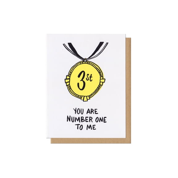 3rd Place Medal Card - "You Are Number One to Me" - Fun Greeting for Friends, Family, and Loved Ones - Blank Inside, Envelope Included