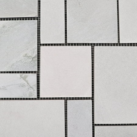 3rd Street Inn 12" x 12" White Slate Interlocking Stone Tiles for Outdoor 18 Pack