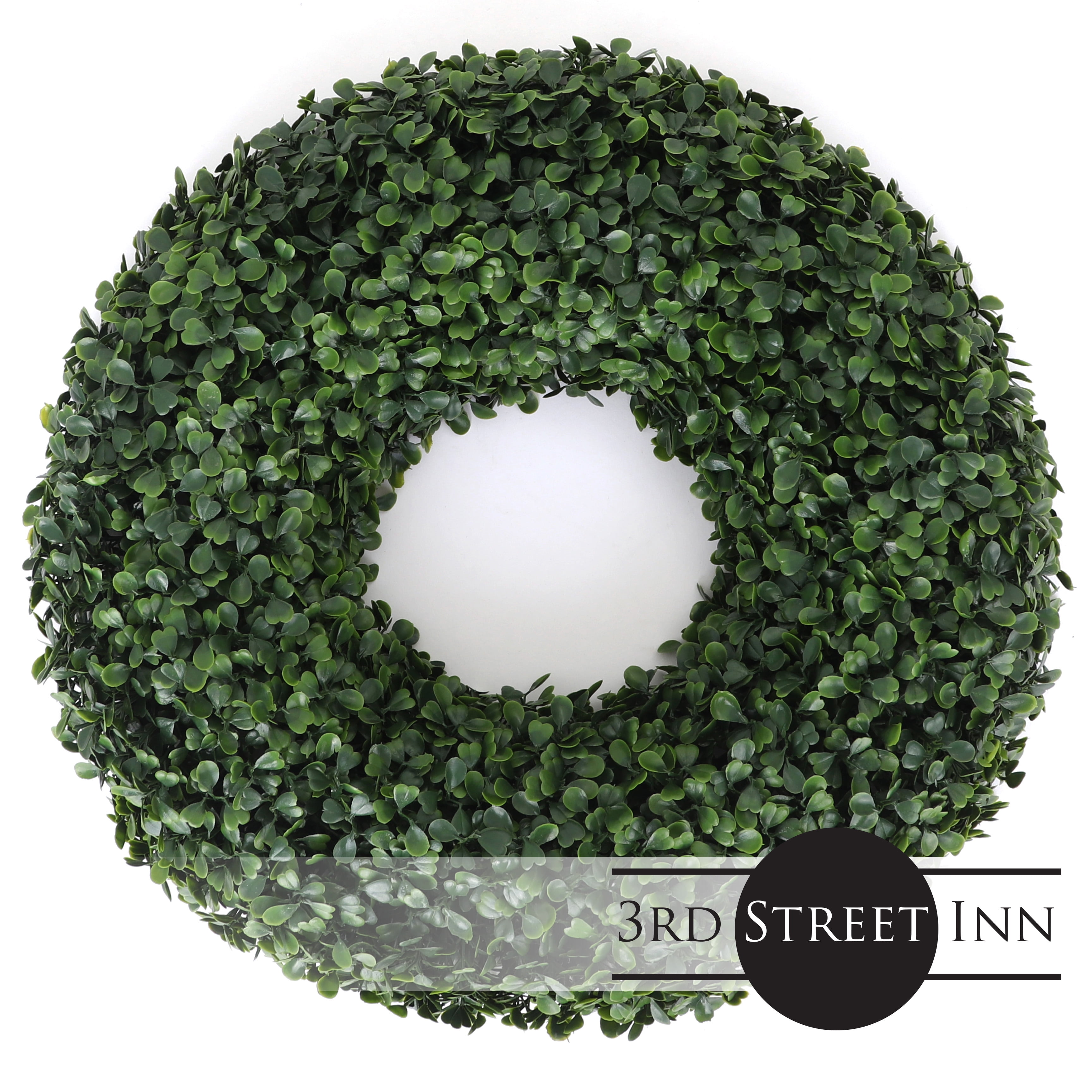 Green Faux Boxwood Grapevine Outdoor Wreath, 14 Inches