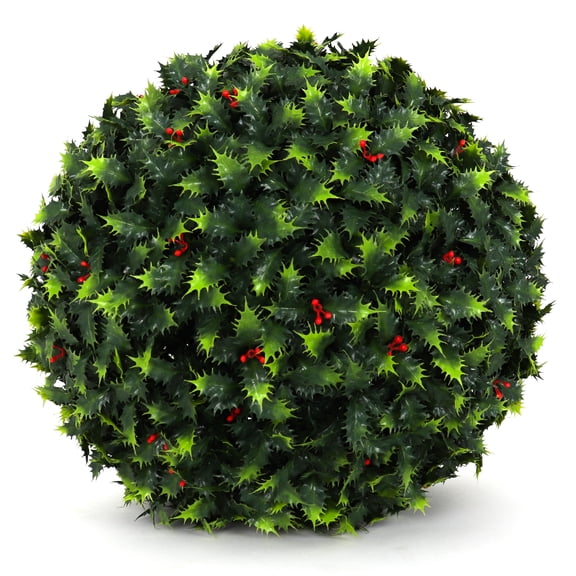 3rd Street Inn 19" Artificial Holly Topiary Ball - 1 Pack