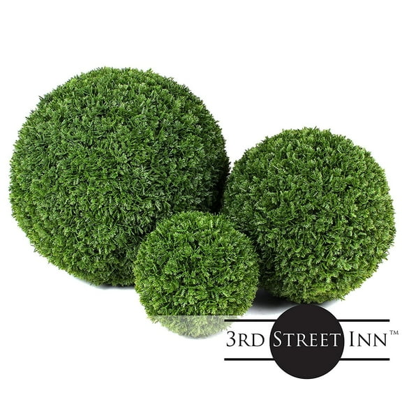 3rd Street Inn 7", 11", 15" Artificial Cypress Topiary Balls - Assortment