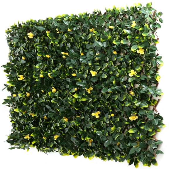 3rd Street Inn Bamboo Leaf Trellis 4-Pack - Bamboo Greenery Panel - Boxwood and Ivy Privacy Fence Substitute - DIY Flexible Fencing (Yellow Rose Rattan)