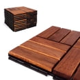 thumbnail image 1 of 3rd Street Inn Interlocking Deck Tiles - Oiled Acacia Finish - Checkered, 10-Pack, 1 of 7