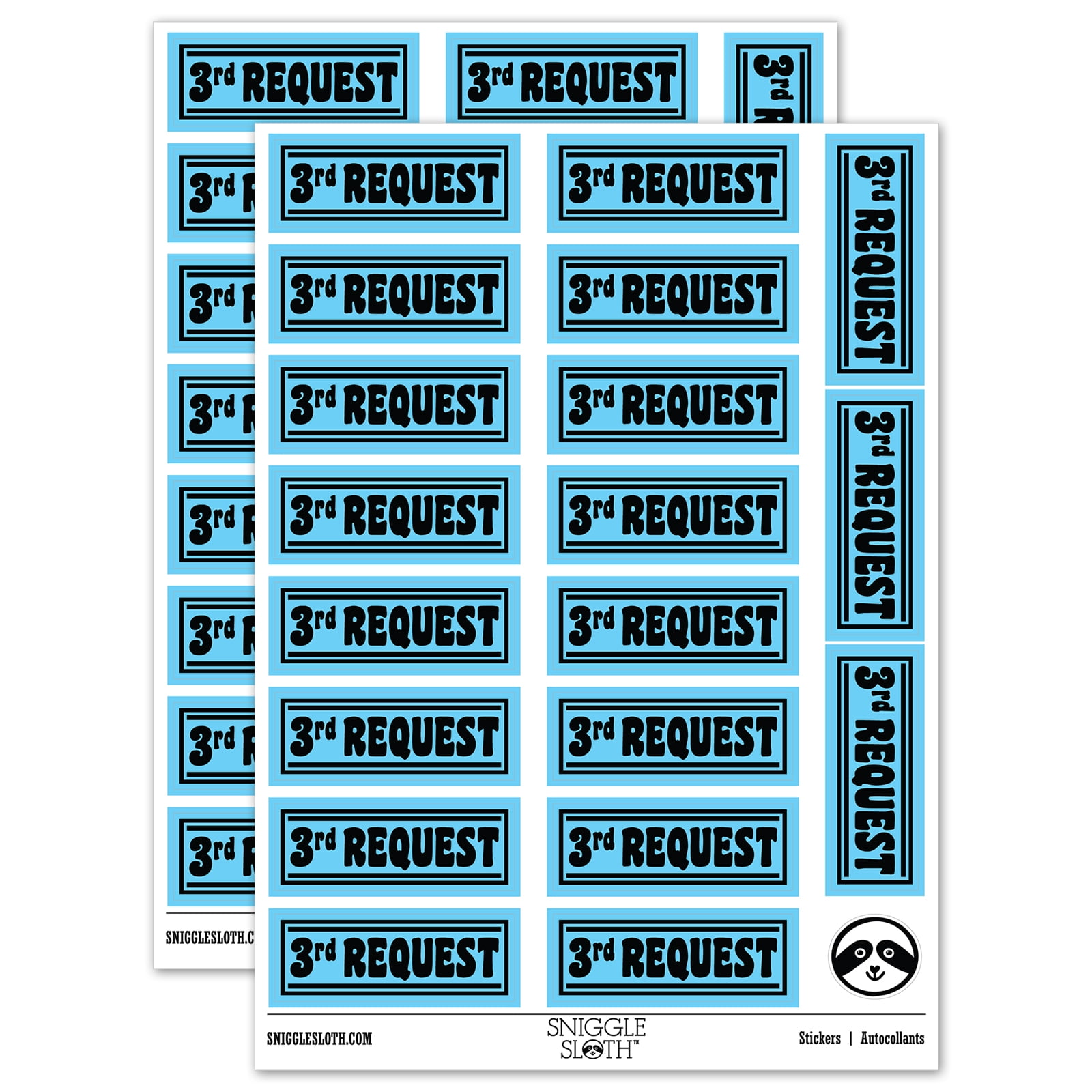 3rd Third Payment Request Sticker Set - Light Blue - Matte Finish - 2. ...
