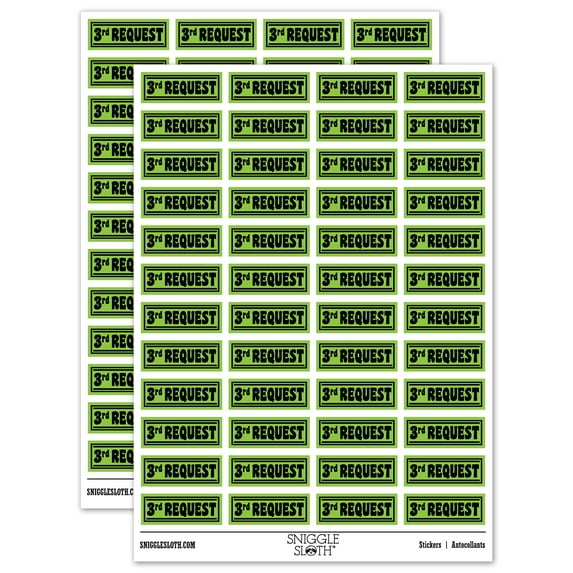 3rd Third Payment Request Sticker Set - Light Green - Gloss Finish - 1.25" Mini