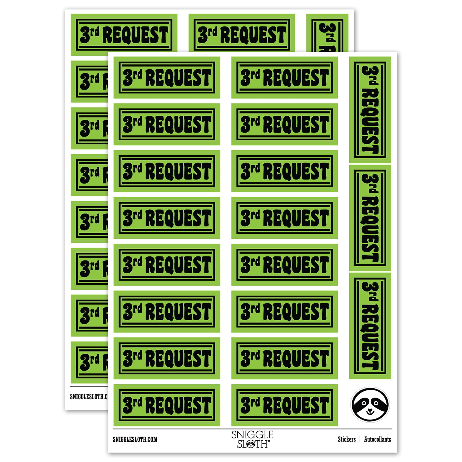 3rd Third Payment Request Sticker Set - Light Green - Gloss Finish - 2. ...