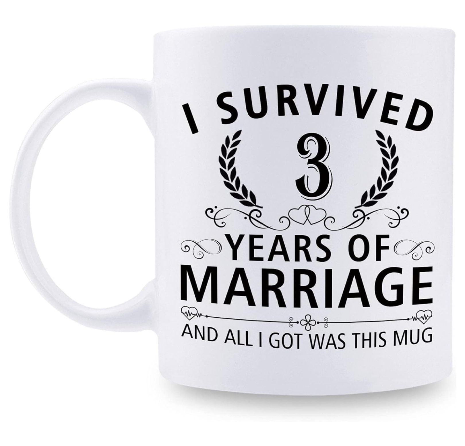 3rd Wedding Anniversary Mugs for Couple Husband Wife I Survived