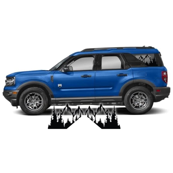 3rd Window American Flag Mountain Decal Sticker That Compatible with and Fits 2021 2022 Ford Bronco Sport Models - Exterior Accessory Graphics
