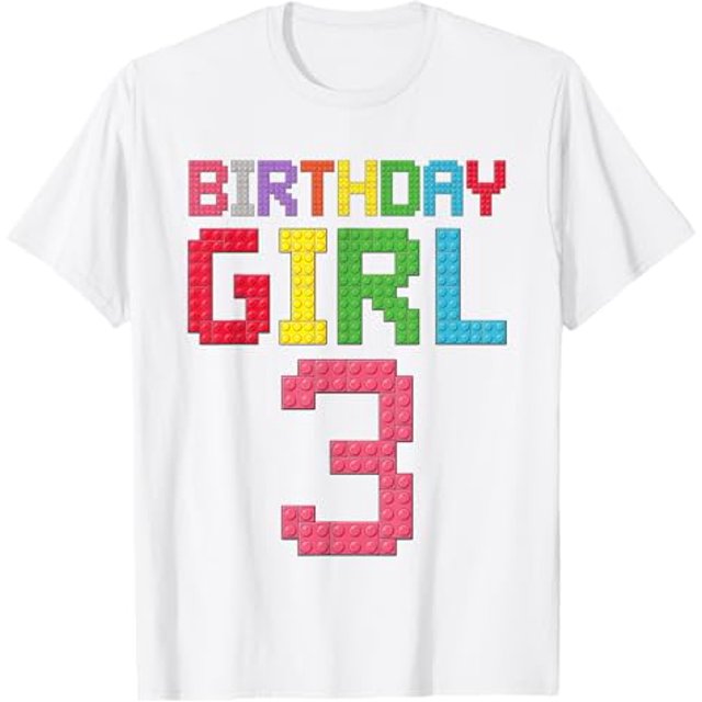 3rd birthday Girl master builder 3 years old block building TShirt