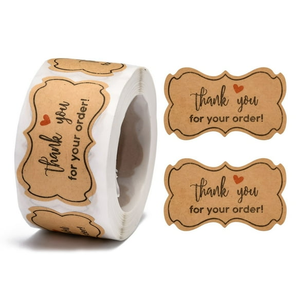 3rolls Thank You Stickers Self-Adhesive Kraft Paper Gift Tag Stickers Adhesive Labels for Presents Packaging Bags with Word Thank You for your order Purple Sticker: 30x49mm 250pcs/roll.