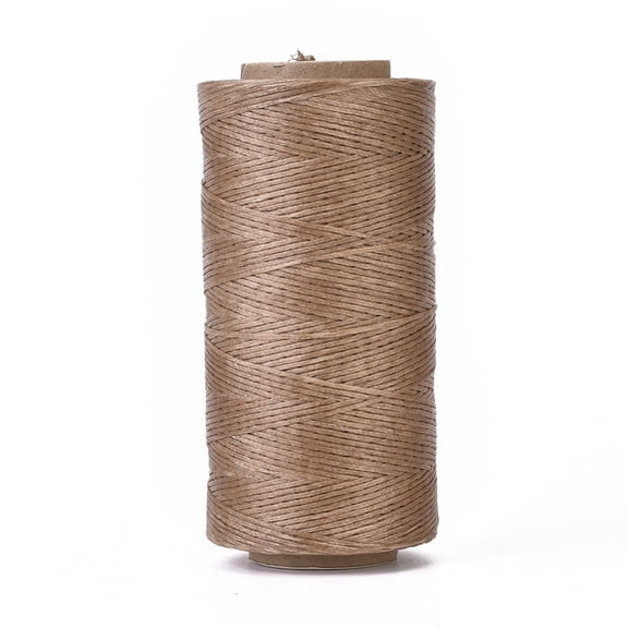 3rolls Waxed Polyester Cord Micro Macrame Cord Waxed Sewing Thread Flat Camel 0.8mm about 284.33 yards(260m)/roll