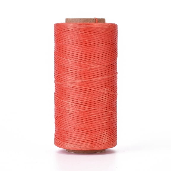 3rolls Waxed Polyester Cord Micro Macrame Cord Waxed Sewing Thread Flat Orange Red 0.8mm about 284.33 yards(260m)/roll