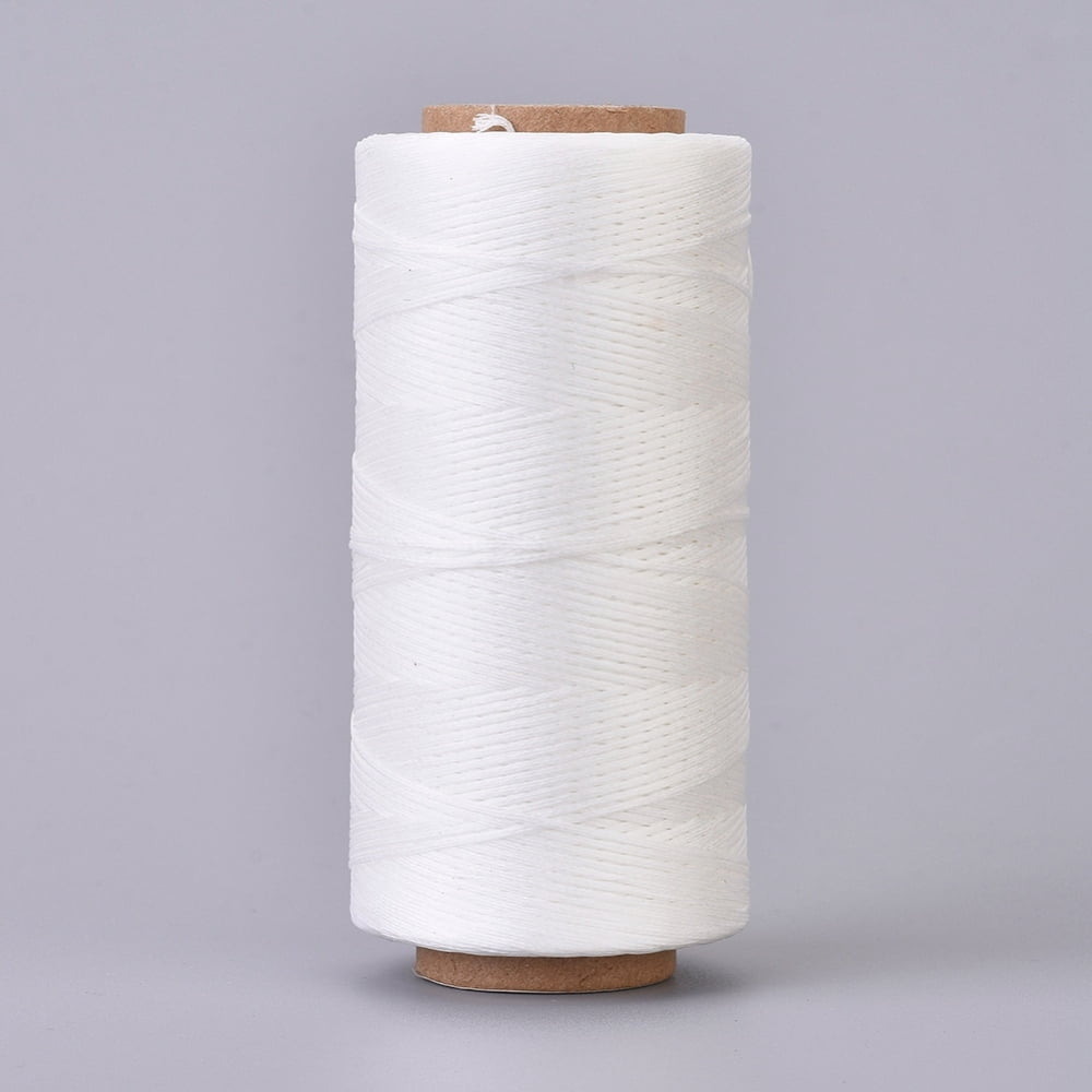 3rolls Waxed Polyester Cord Micro Macrame Cord Waxed Sewing Thread Flat White 0.8mm about 284.33 yards(260m)/roll