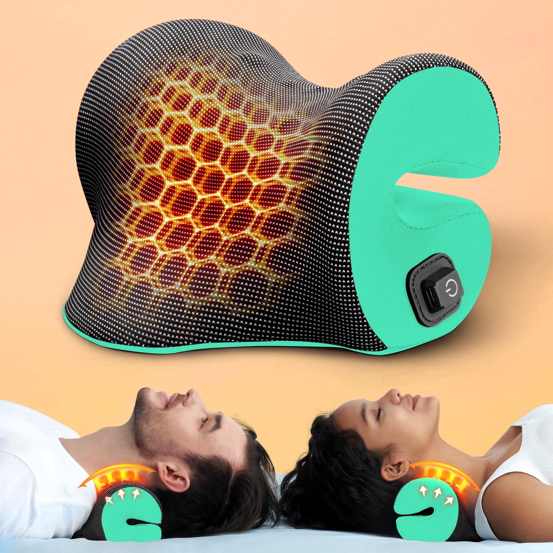 Famedio Heated Neck Stretcher for Pain Relief, Graphene Heating Pad, Neck Cloud Cervical Traction Device Chiropractic Pillow for Shoulder