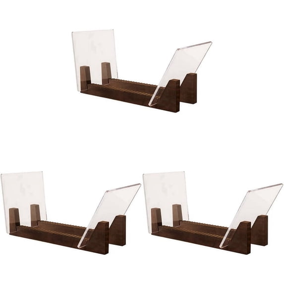 3set Vinyl Record Storage Holder Large Capacity Acrylic Ends Display Stand Wooden LP Album Desktop Rack