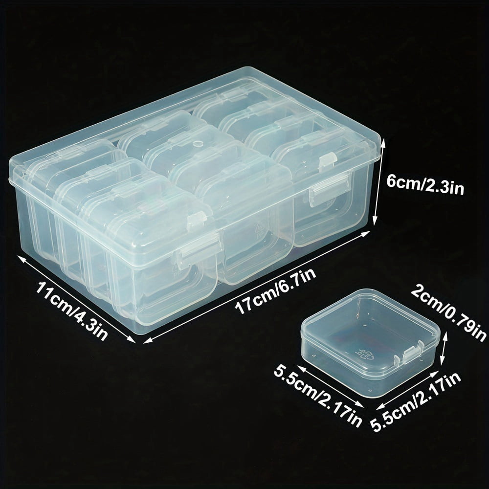 3sets Plastic Craft Organizer Case sets 12 Grids Bead Containers Rectangle Clear 17x11x6cm Small box: 5.5x5.5x2cm DIY