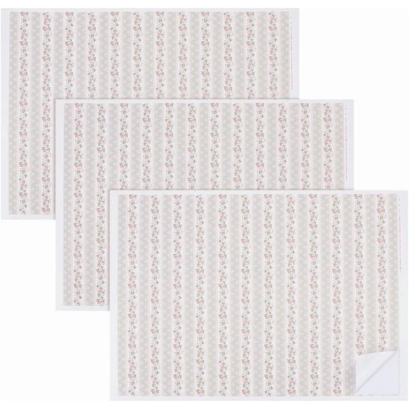 3sheets Mini Dollhouse Living Room Bedroom Wallpaper Dollhouse Decorative Sticker Sheet Flower Pattern Flamingo 480x360x0.2mm Colorful