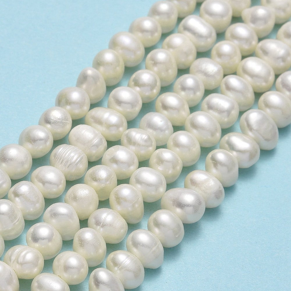 3strands Cultured Freshwater Pearl Beads Strands Potato Beige 4~6x5~7x5~6mm Hole: 0.7mm about 67~71pcs/strand 13.58~14.25 inch(34.5~36.2cm)