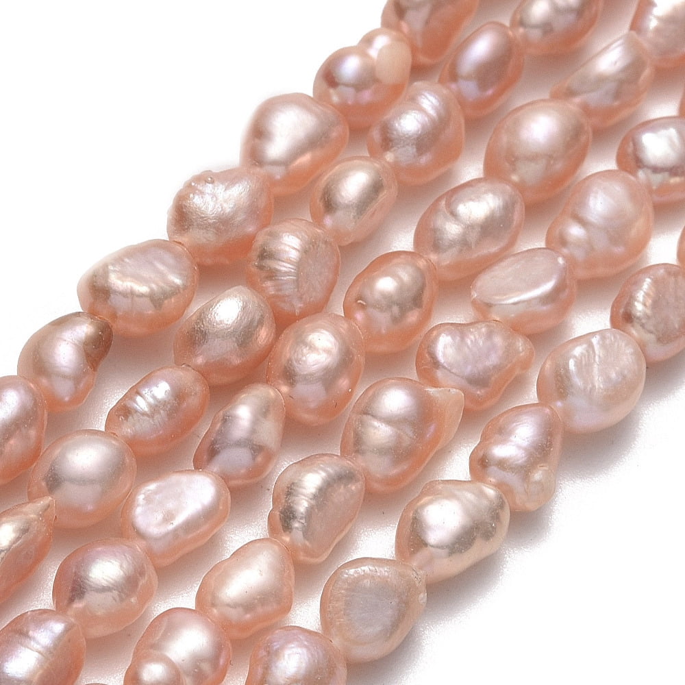 3strands Cultured Freshwater Pearl Beads Strands Two Sides Polished PeachPuff 5.5~6x4.5~5x4mm Hole: 0.6mm about 55~58pcs/strand 13.78''(35cm)