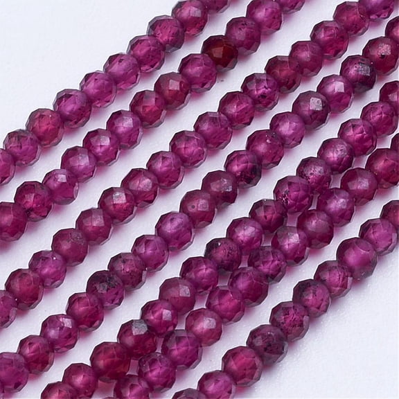3strands Garnet Beads Strands Faceted Round 2~2.5mm Hole: 0.5mm about 189~205pcs/strand 15 inch(38cm)