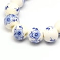 thumbnail image 1 of 3strands Handmade Flower Printed Porcelain Ceramic Beads Strands Round Royal Blue 10mm Hole: 2mm about 35pcs/strand 13.5 inch, 1 of 2
