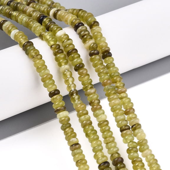 3strands Natural Jade Beads Strands Rondelle 4~4.5x2~2.5mm Hole: 0.7mm about 151~152pcs/strand 15.16~15.35''(38.5~39cm) DIY