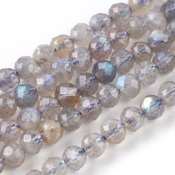 3strands Natural Labradorite Beads Strands Faceted Round 4mm Hole: 0.8mm about 96~100pcs/strand 15.5 inch(39.5cm)
