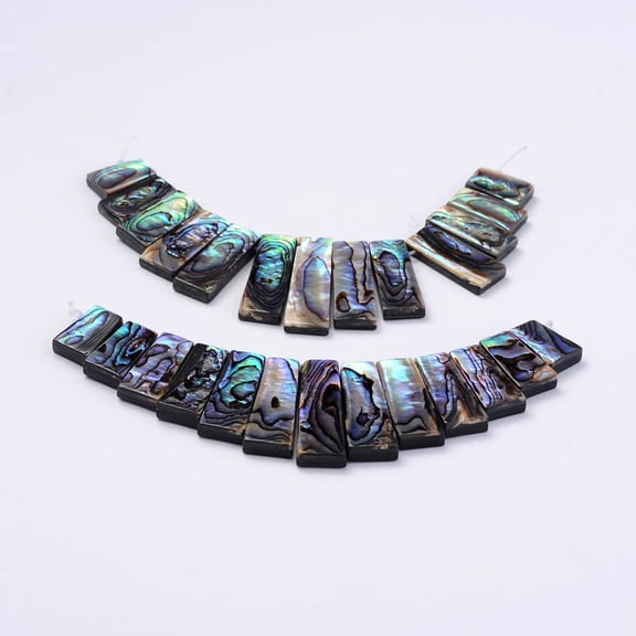 3strands Rectangle Abalone Shell/Paua ShellGraduated Beads Strands 14.5~31x5~10x3~4mm Hole: 1mm about 13pcs/strand 4.5 inch