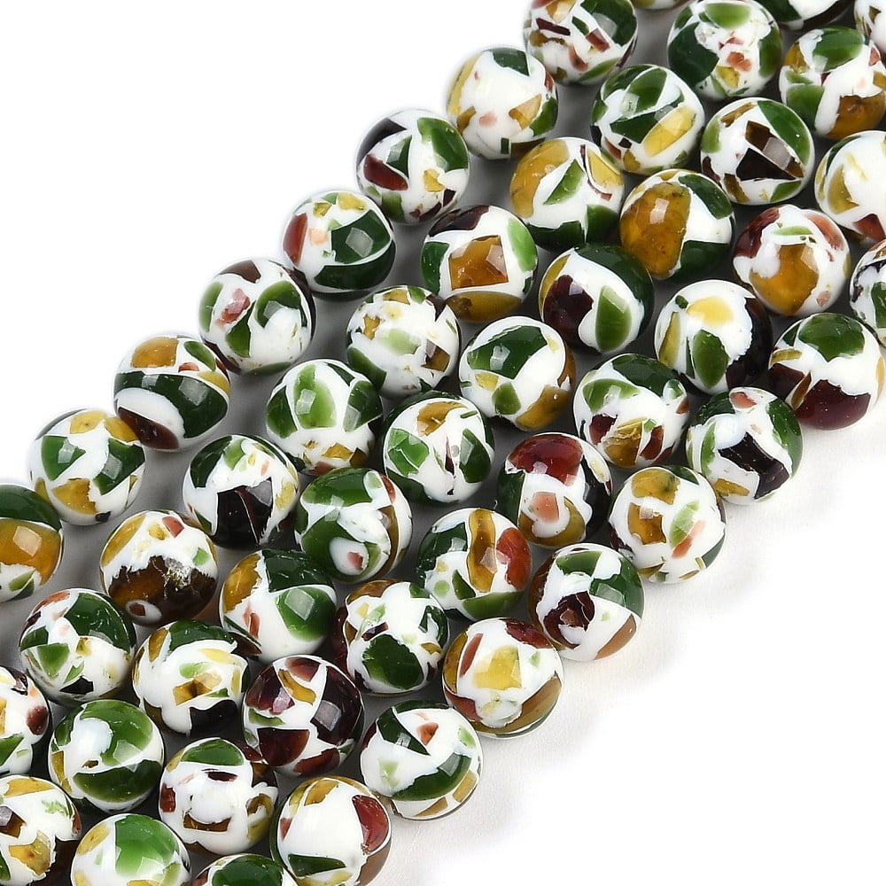 3strands Sythetic Amber Beads Strands Round Green 7.5mm Hole: 1mm about 55pcs/strand 15.75''(40cm)