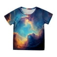 thumbnail image 1 of 3t Shirts Girls Galaxy Print Crew Neck Short Sleeve Tee for Toddler Casual Pullover Tops Girls' Tops, Tees & Blouses Sky Blue,160（12-13Y）, 1 of 4