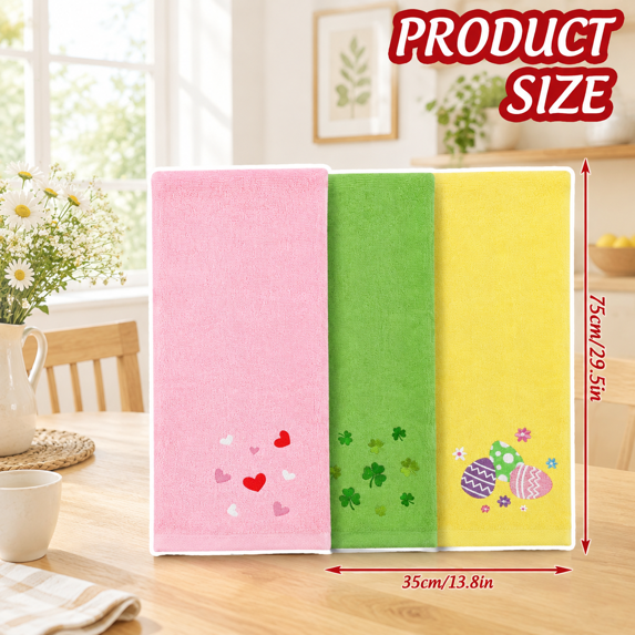 Spring For Key 3valentine' S Day St. Patrick' Easter Hand Towels Heart Egg Embroidered ...