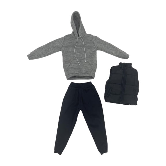3x 1:6 Scale Male Clothes Full Suit Includes Waistcoat, Top Hoodie And Pants for 12'' Action Figures Accessory Outfits Dress Up Costume