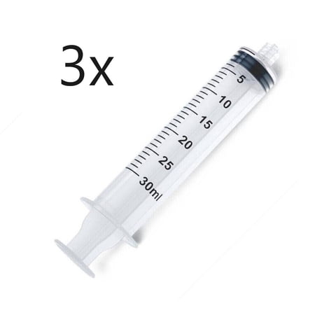 3x 30mL Syringe Luer Lock Screw-in Tip Liquid Medical Plastic Sterile 1oz/30cc
