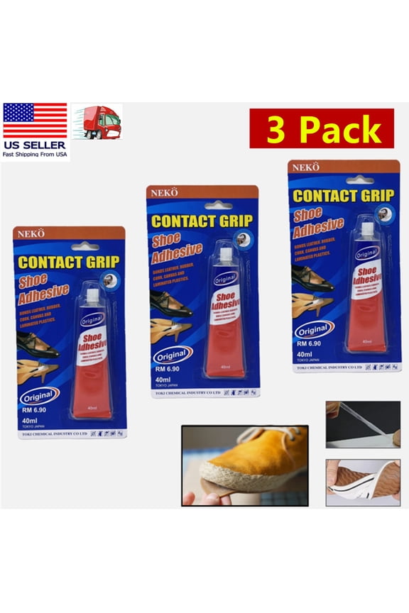 3x 40ml Strong Shoe Repair Glue Waterproof Adhesive for Leather, Rubber, Vinyl, Canvas, Cork | Flexible Sole Fix, Contact Cement for Boots, Heels, Sneakers, DIY Craft Repairs