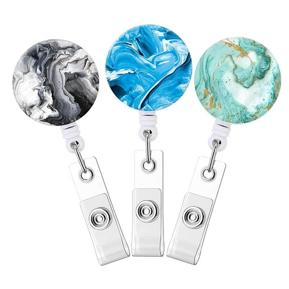 3x/4x Retractable Badge Holder with Key Carabiner Reel Clip On Bag Clothes 3pcs A