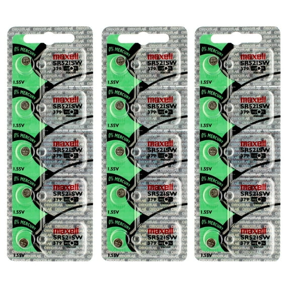 3x 5PK Maxell Silver Oxide Watch Battery SR521SW Low Drain Replaces 379