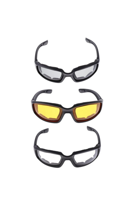 3x ATV Dustproof Riding Glasses Smoke Clear Yellow Padded Goggles