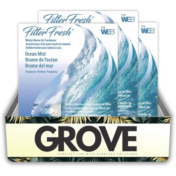 3x Air Fresheners for Home Odor Eliminator by FilterFresh Ocean Mist Scent 0.8 oz Gel Bundle Delivers Continuous Freshness with Easy Installation on HVAC Systems Gift Set (3 Items)