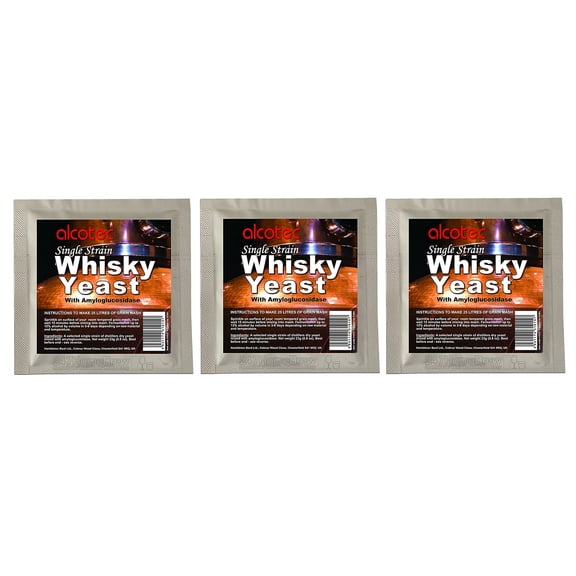 3x Alcotec Single Strain Whisky Yeast Makes 25L Grain Whiskey Mash Homebrew Wash